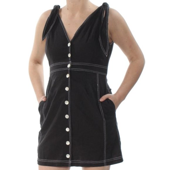 FREE PEOPLE Black London Town Overall Mini Dress Size 4 NWT - Picture 7 of 8